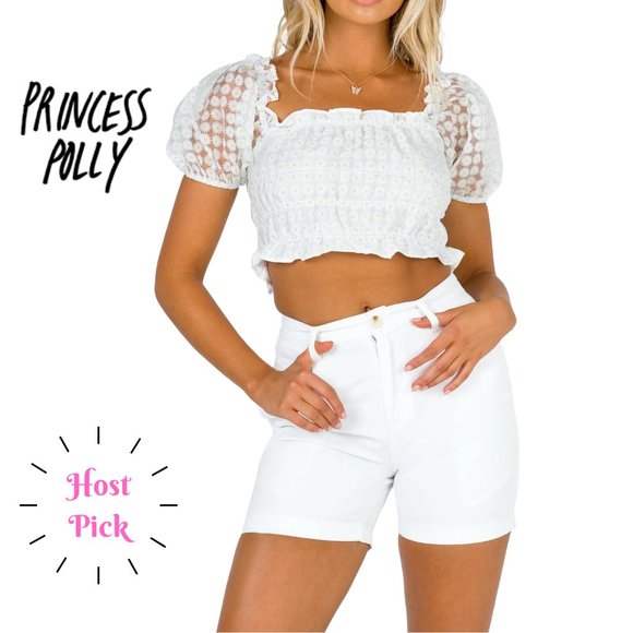 NEW Princess Polly Hudson High Waisted Shorts - White SZ 10 - Picture 2 of 14